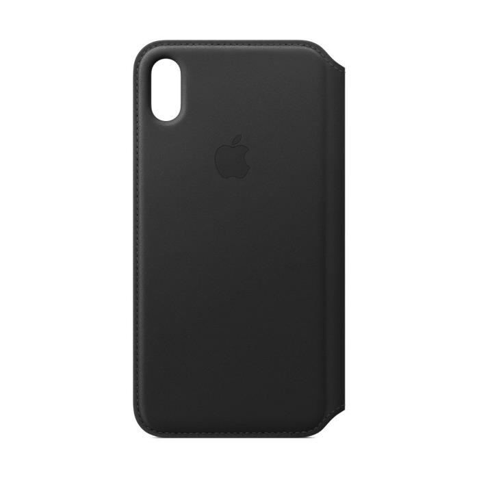 Étui folio en cuir pour iPhone XS Max - Noir