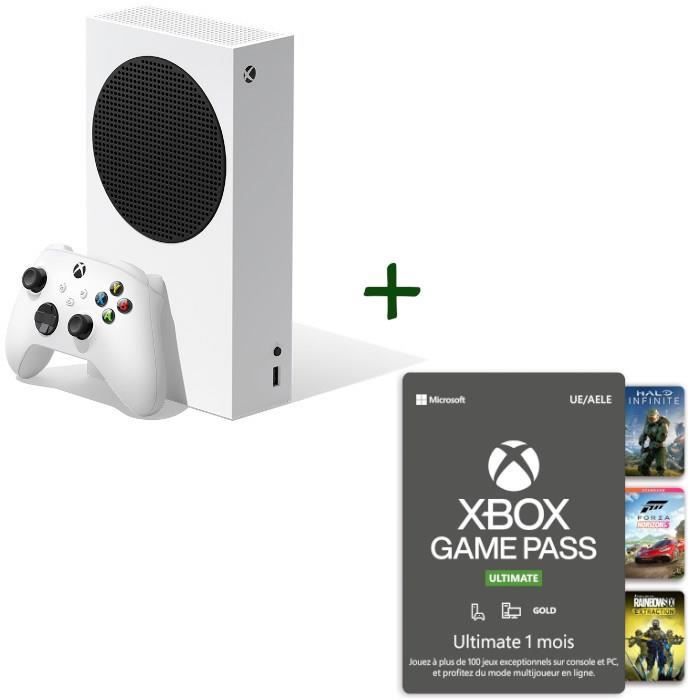 Pack Xbox : Console Xbox Series S - 512Go + Abonnement Xbox Game Pass Ultimate 1 Mois - Code de Télé