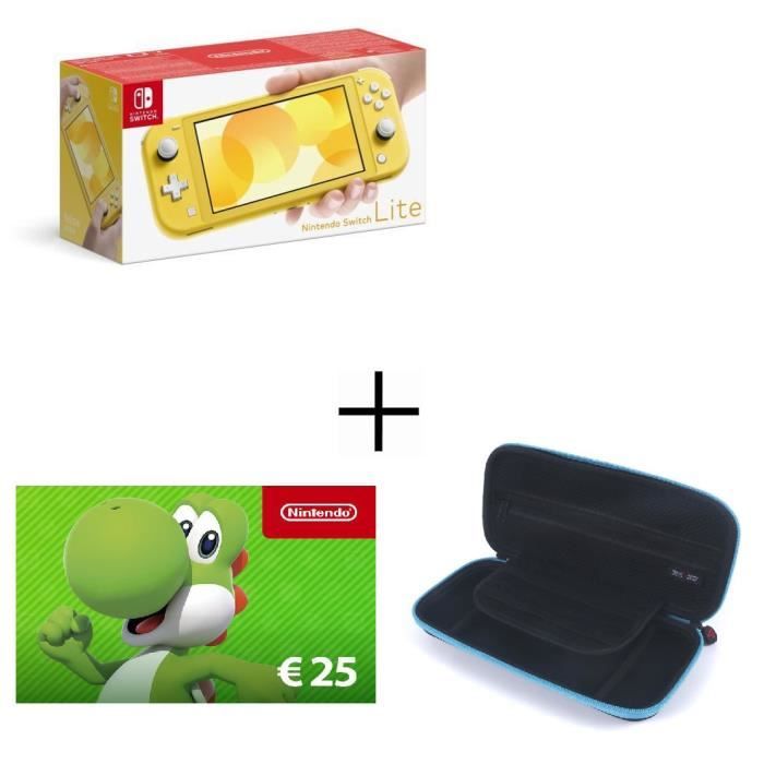 Pack Switch Lite Jaune + Carte Cadeau 25€ + Housse Steelplay