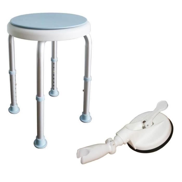 Lot Tabouret de douche pivotant + support pommeau douche ventouse - AUTONOMIE ET BIEN ETRE