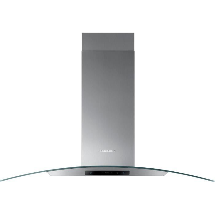 Hotte murale décorative évacuation / recyclage - SAMSUNG NK36M5070CS/UR -L 90 cm - 713 m3-h max-71 dB max-4 vitesses - Inox et verre