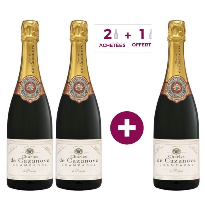 2 achetées + 1 offerte - Champagne Charles de Cazanove Classique
