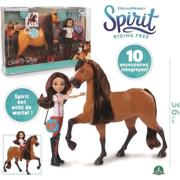 SPIRIT - Coffret Spirit Deluxe (mange les carottes) avec Poupée Lucky 29 cm et Accessoires
