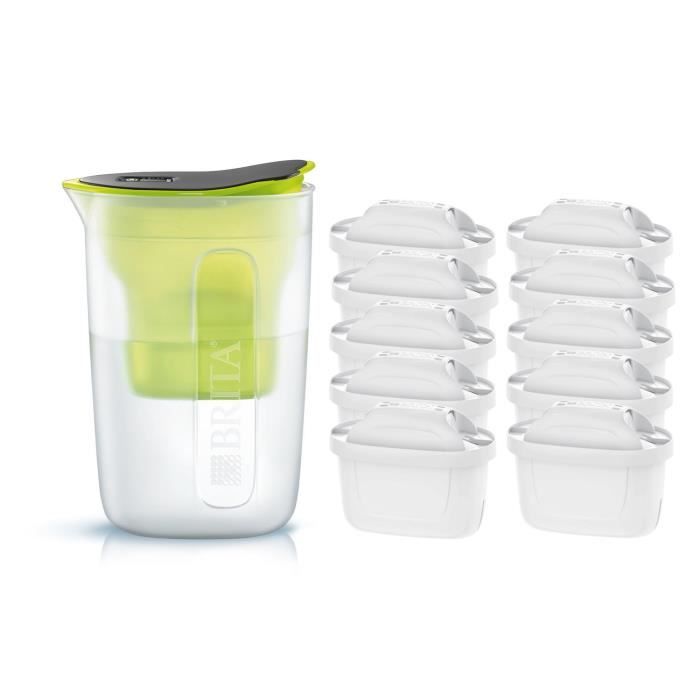 Pack BRITA Carafe filtrante FUN Vert + 10 Cartouches de rechange
