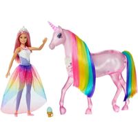 Barbie - Dreamtopia Barbie et sa Licorne Lumières Magiques - 32 cm - Poupée Mannequin - Ds 3 ans