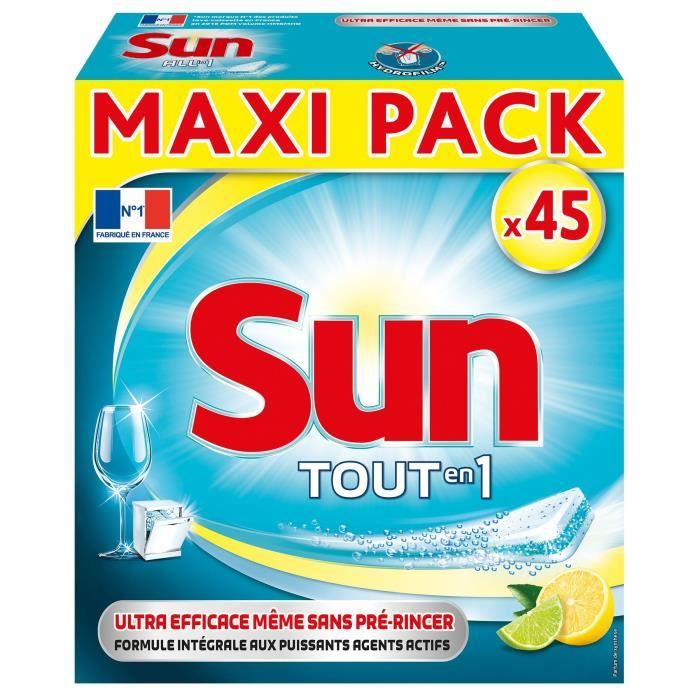SUN Pack de 45 tablettes Tout en 1 Citron