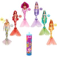 Poupée Barbie Color Reveal Sirène - Effets de changement de couleur - 7 surprises incluses