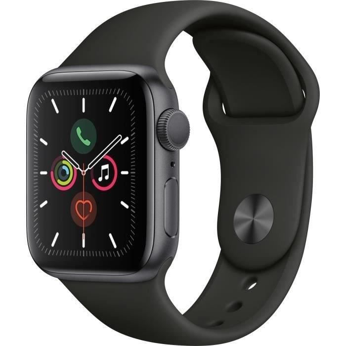 Apple Watch Series 5 GPS 40 mm Boîtier aluminium Gris Sidéral - Bracelet Noir - S/M (2019) - Reconditionné - Très bon état