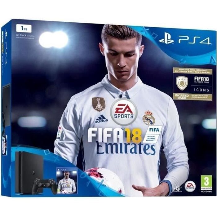 Console Sony PlayStation 4 Slim 1 To + Manette + Fifa 2018 - Noir - Reconditionné - Très bon état