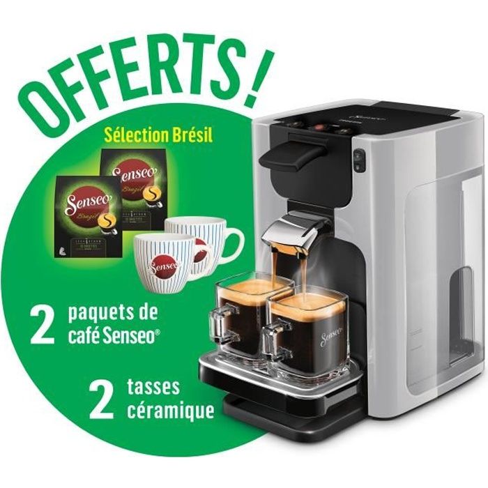 PHILIPS HD7866/11 Senseo Quadrante Machine à café dosette Grise + 2 paquets de café offert + 2 tasses offertes