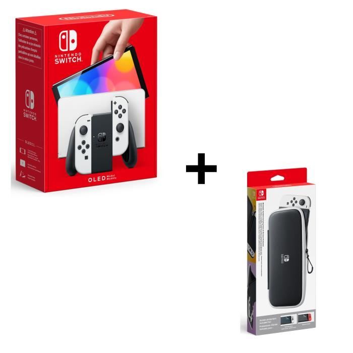 Pack : Console Nintendo Switch OLED BLANC + Pochette de transport et protection d'écran