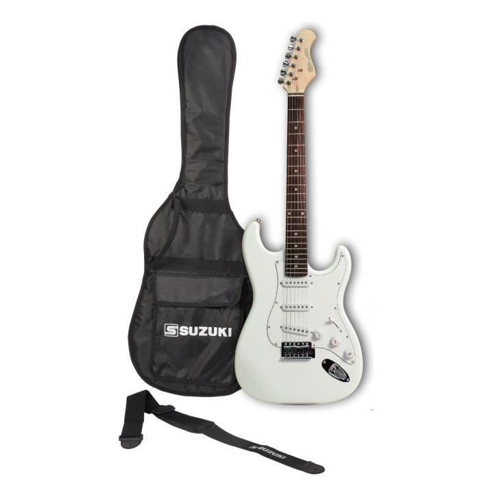 SUZUKI Guitare électrique blanche type stratocaster