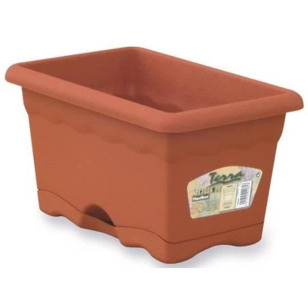 PLASTIKEN Jardinière rectangulaire Ø 50 X 20 cm avec plateau - Terracotta