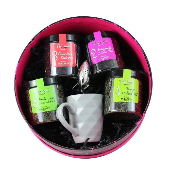 MAISON TAILLEFER Coffret Thé - Avec mug en verre et cuillère à thé - Boîte ronde