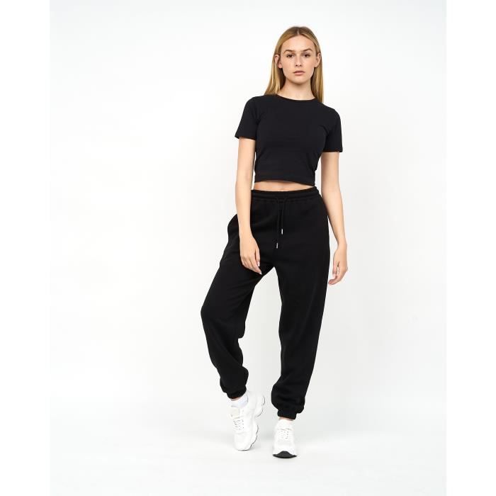 JUICE Crop T-Shirt col rond - Femme - Noir