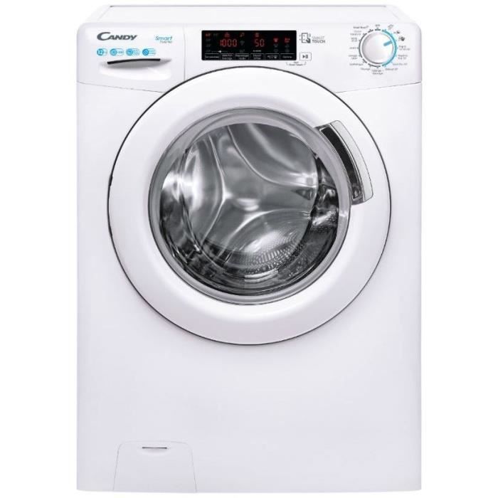 Lave-linge hublot CANDY CS1412TME/1-47 - 12 kg - Induction - 1400 trs/min - Connecté - Programmes rapides - grande capacité - Blanc