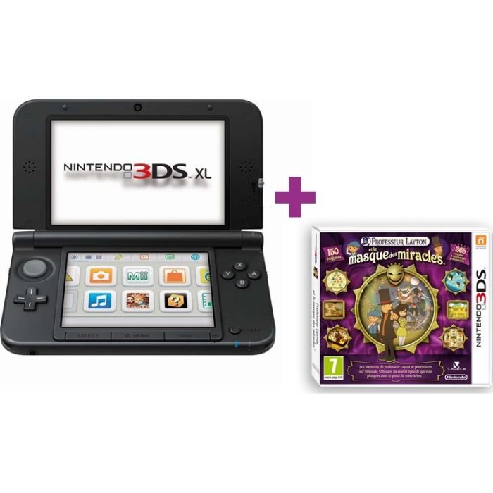 CONSOLE 3DS XL BLEU NOIR + PROFESSEUR LAYTON