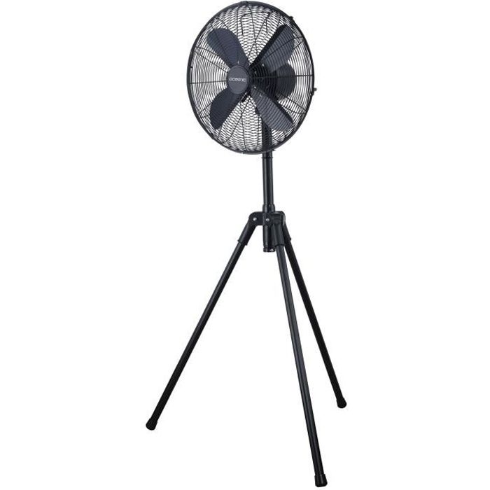 OCEANIC Ventilateur Trépied 50 W - Diamètre 40 cm - Hauteur réglable - Oscillation - Noir - Design industriel