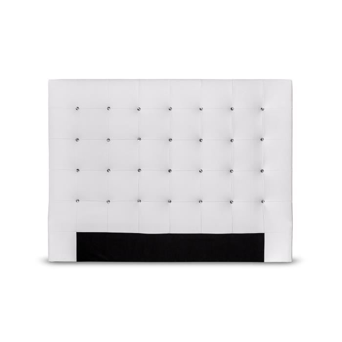 SOGNO Tête de Lit capitonnées 150cm - Simili Blanc et boutons strass