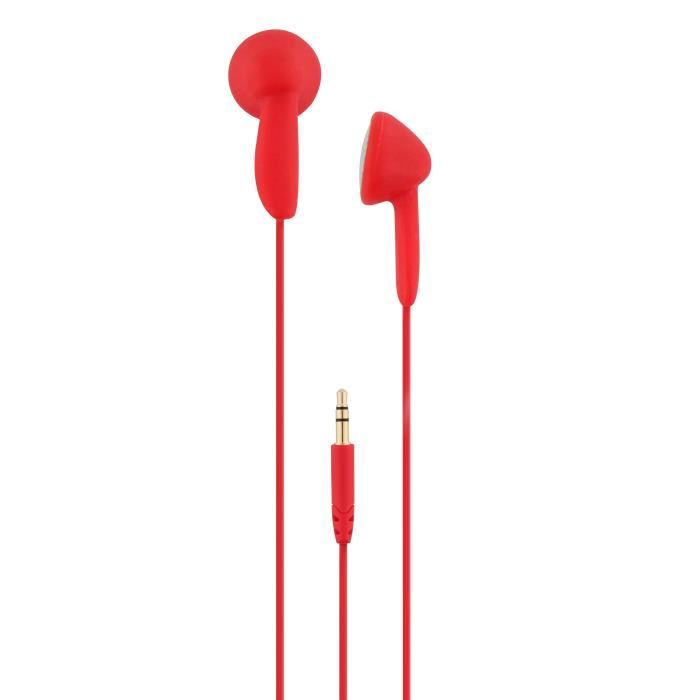 TNB POCKET - écouteurs boutons avec étui enrouleur en silicone - Rouge