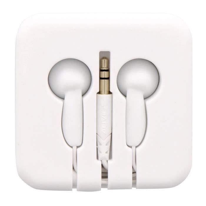 TNB POCKET Ecouteurs boutons avec étui enrouleur en silicone - Blanc