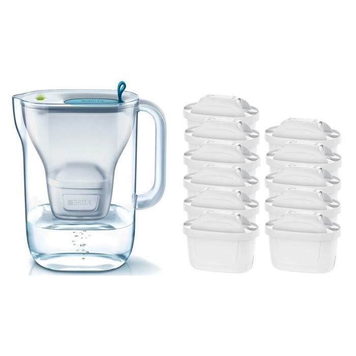 Pack BRITA Carafe filtrante STYLE Bleu + 11 Cartouches de rechange
