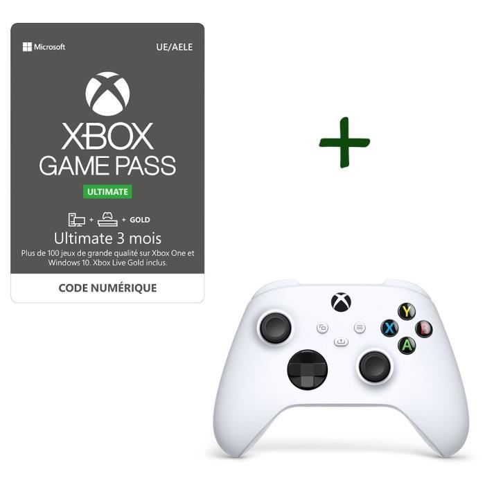 Pack Xbox : Manette Xbox Series sans fil nouvelle génération - Robot White (Blanc) + Abonnement Xbox Game Pass Ultimate 3 mois