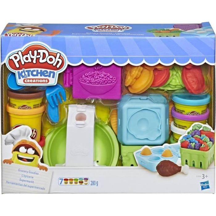 PLAY-DOH - Kitchen Creations - L'Épicerie - jouet sur le thème de la nourriture avec 7 couleurs PLAY-DOH - atoxiques