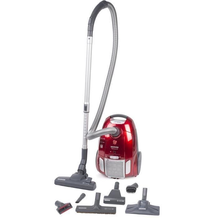HOOVER TE70_TE75 TELIOS PLUS Aspirateur traineau avec sac - Perfect 4A - 66 dBA - 700 W - Rouge