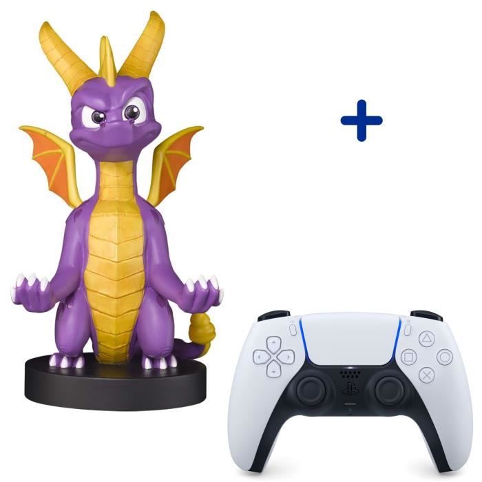 Pack PlayStation : Manette PS5 DualSense Blanche/White + Figurine Spyro The Dragon XL - Support de Manette Exquisite Gaming