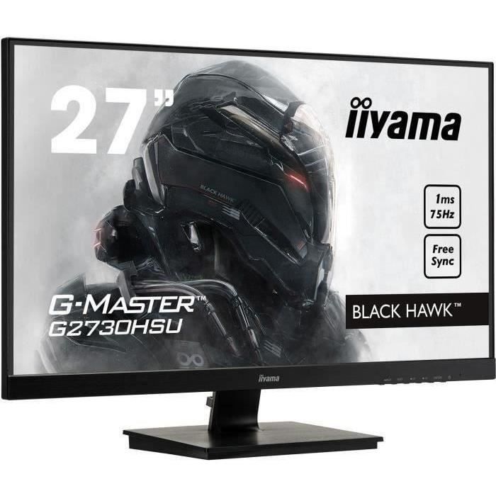 Ecran IIYAMA G-Master Black Hawk - 27-- Full HD - Dalle TN - 1 ms - 75 Hz - DisplayPort / HDMI / VGA - AMD FreeSync