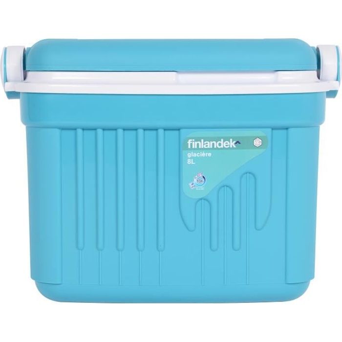 FINLANDEK Glacière - Isolation coque et couvercle 9H - Bleu turquoise - 8 L