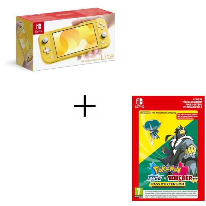 Pack  Nintendo Switch Lite Jaune  + Pass extension Pokémon Epée ou bouclier