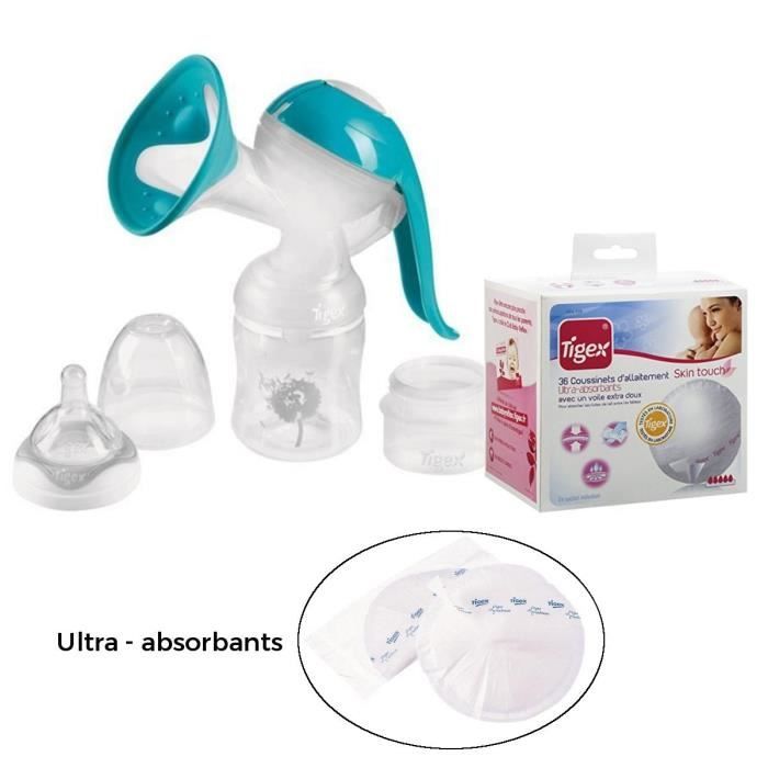 TIGEX Tire-Lait Manuel Skin Touch + 36 Coussinets d' Allaitement