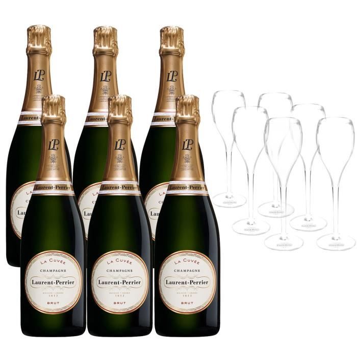 Champagne Laurent-Perrier La Cuvée - 6 bouteilles x 75 cl + 6 flûtes