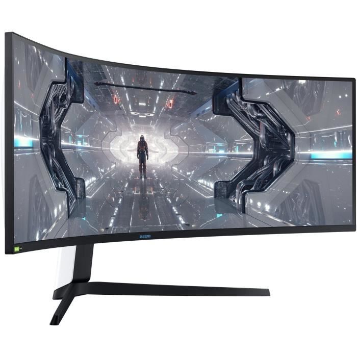 SAMSUNG ODYSSEY G9 - Ecran Gamer Incurvé 49- DWQHD - Dalle VA 1000R - 1ms - 240Hz - HDMI/DisplayPort - Pied Ajustable – Gris/Blanc