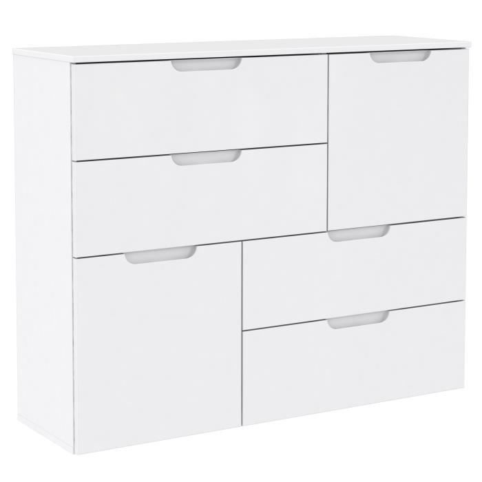 SIENNA Buffet style contemporain blanc brillant - L 115 cm