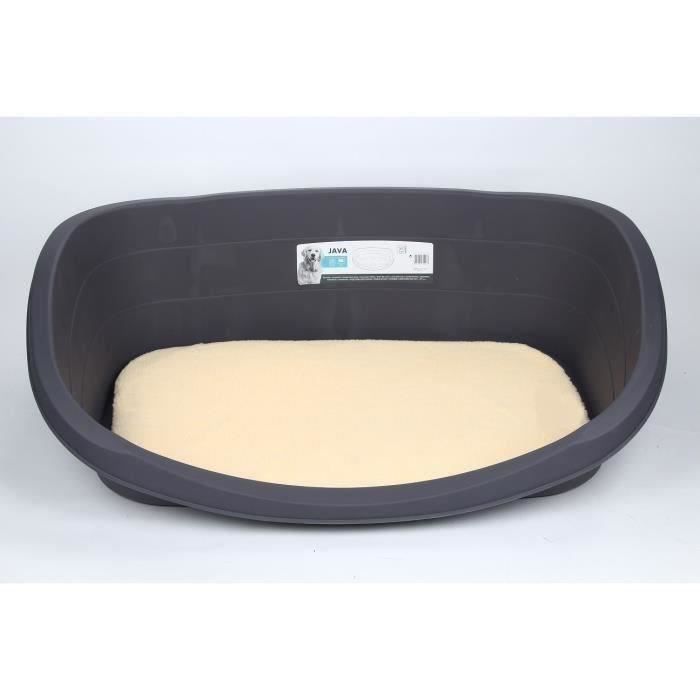 M-PETS Pack lit JAVA Dog Bed - 120 x 83 x 36 cm - Gris + Coussin - 99 x 60 x 3 cm - Beige - Taille XXL - Pour chien