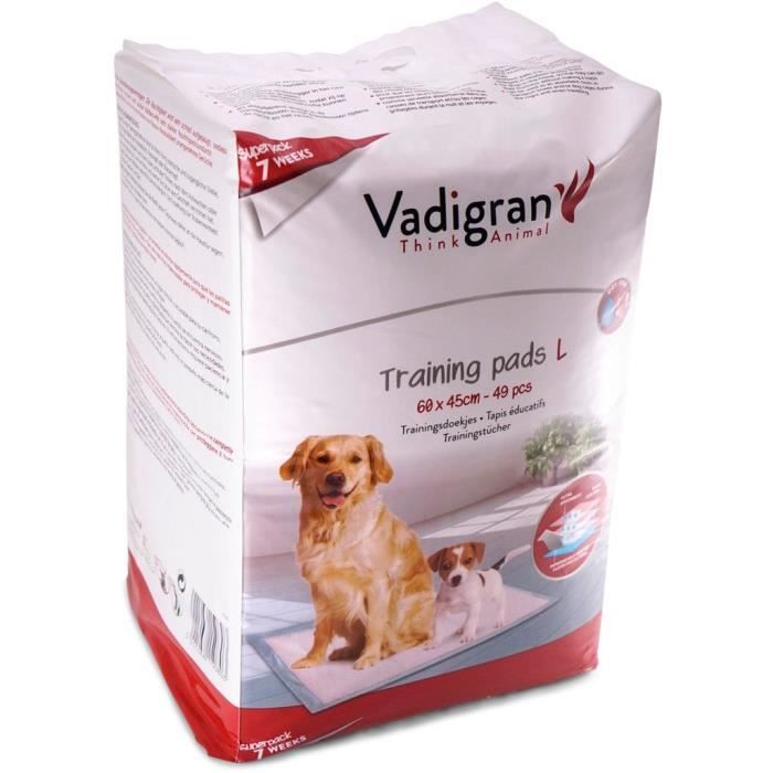 VADIGRAN Tapis éducateurs 49 pièces - 60 x 45 cm - Blanc - Pour chien
