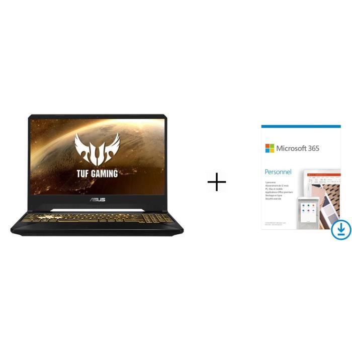 Pack ASUS PC Portable Gamer TUF505DV-AL062T - 15,6'' FHD - R7-3750H - 8Go - 512Go SSD - W10 + Microsoft 365 Personnel à télécharger