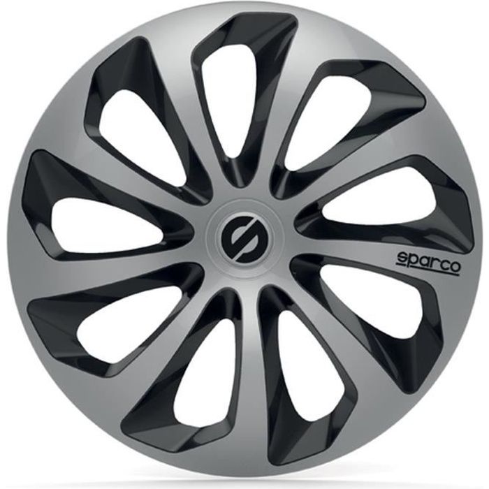 SPARCO 4 Enjoliveurs 14 Pouces Sicilia Argent et Noir