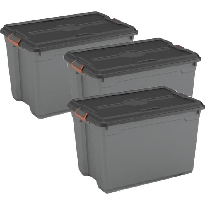 KIS Pack de 3 boîtes de rangement Moover Box pro XL - 60 L