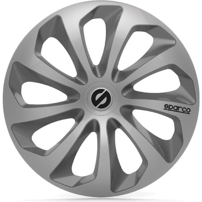SPARCO 4 Enjoliveurs 16 Pouces Sicilia Argent et Gris