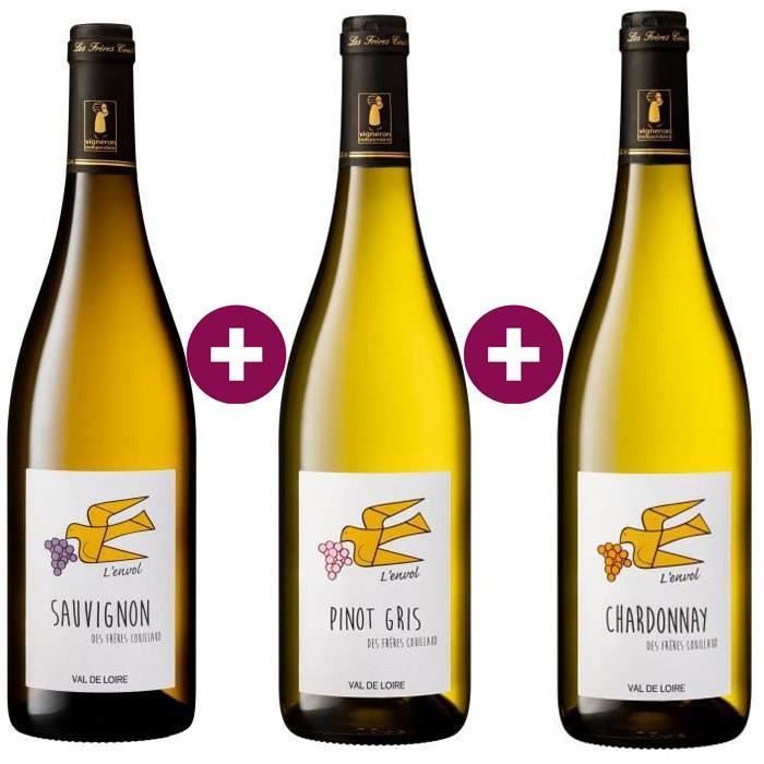 Trio de cépages du même Domaine - L'envol IGP Val de Loire Sauvignon & Pinot Gris & Chardonnay - 3 x 75cl