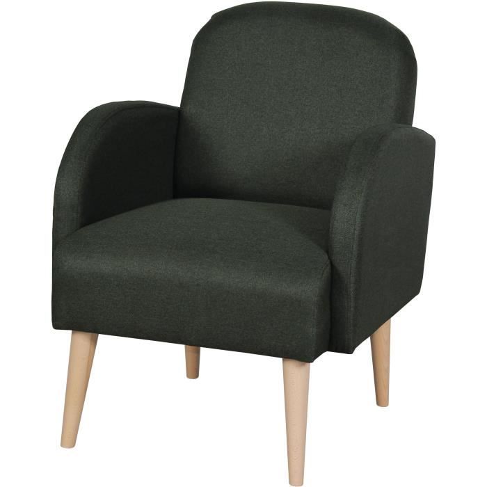 LORENS Fauteuil - Tissu vert mousse - L 70 x P 62 x H 80 cm