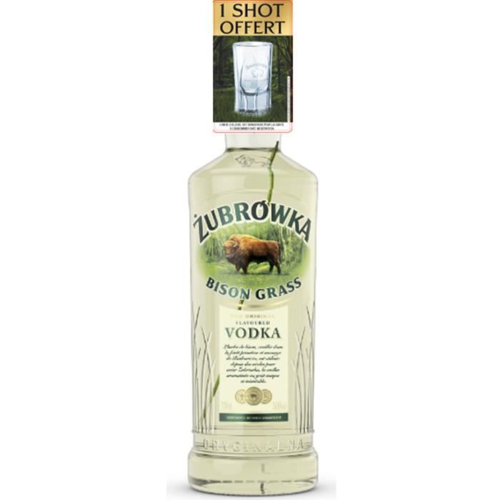 Zubrowka Bison Grass - Vodka à l'herbe de bison - Pologne - 37,5% Vol. - 70 cl - Shot offert