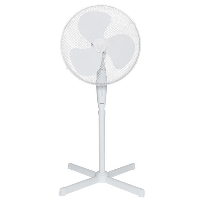 Ventilateur sur pied 45W - Diametre 40 cm - Hauteur réglable - Oscillation - Blanc - Oceanic