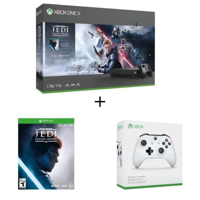 Xbox One X 1To Star Wars Jedi : Fallen Order + 1 mois d’essai au Xbox Live Gold et au Xbox Game Pass + Manette Xbox One blanche