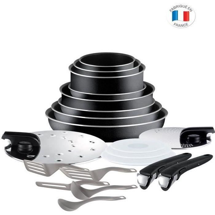 Tefal L2009702 Ingenio Essential Batterie De Cuisine 20p, Poêles, Casseroles, Sauteuse, Tous Feux Sauf Induction, Fabriqué En France