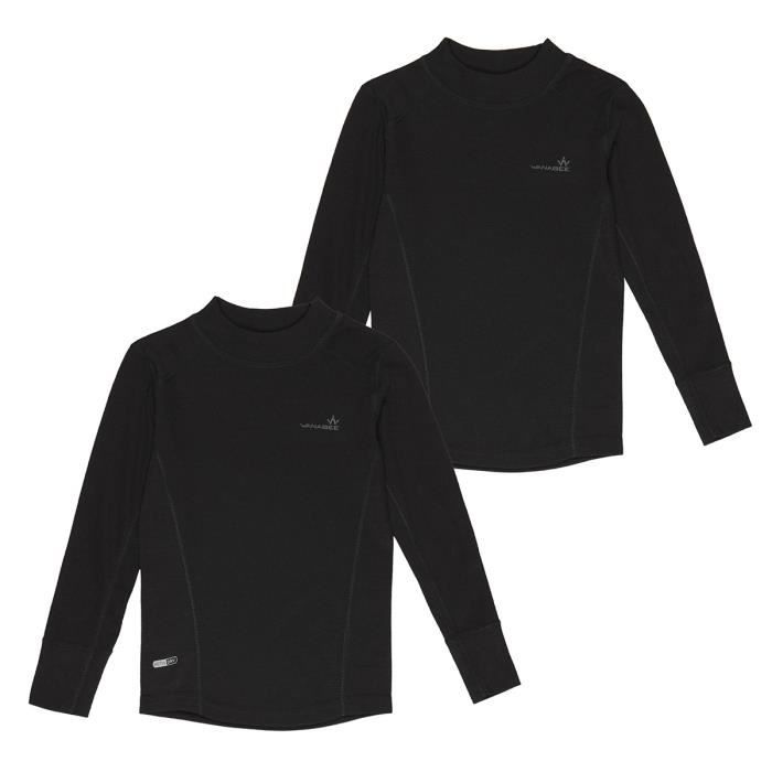 1ER PRIX Sous vêtement Prima Warm SML X 2 - Enfant garçon - Noir